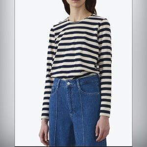 Ganni Striped Blue and White Long Sleeve Shirt